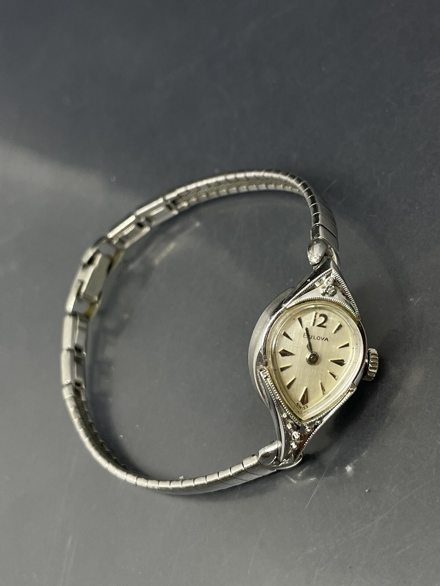 VTG Bulova M4 Watch Ladies 10K Bezel with one little diamond Doesn’t  Work