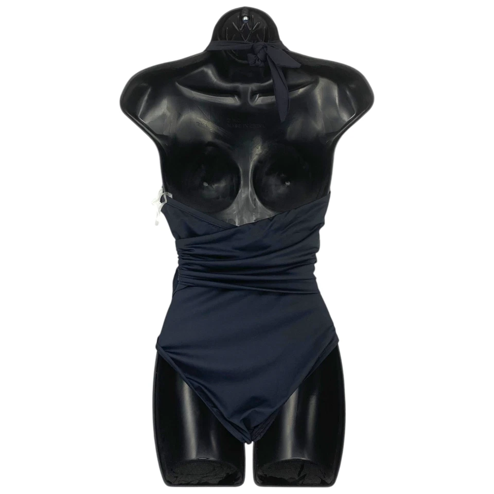 NUEVO Traje de baño Lauren Ralph Lauren talla 4 negro corbata lateral de una pieza traje de baño nuevo con etiquetas Foto 4 de 4