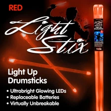 Red LED Drum Sticks Light Up Percussion Drum Set rock stix Effect Zildjian 5B