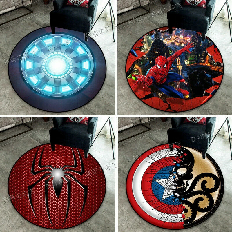 Marvel The Avenger Iron Man Carpet Chair Mat Rug Round Floor Carpet Non-slip  Mat