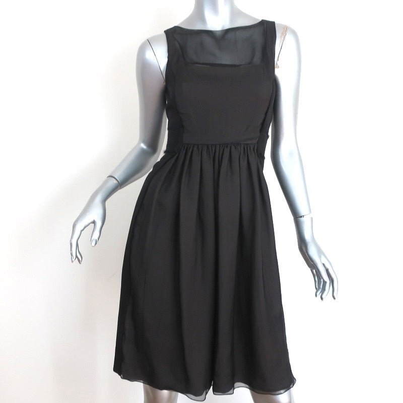 Giambattista Valli Sleeveless Dress Black Chiffon-Paneled Wool Size Extra  Small | eBay