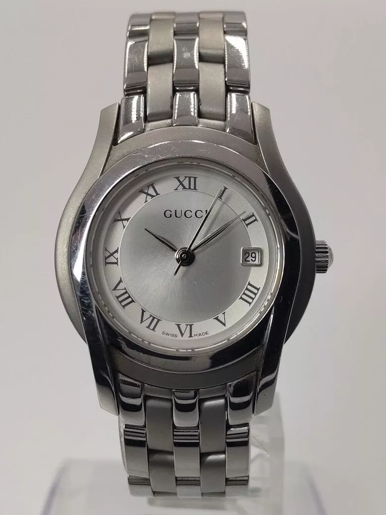Montre femme Gucci 5500L cadran argenté à quartz avec boîte (quasi neuve)
