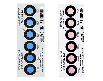 Dry & Dry Premium Humidity Indicator Cards 50 Pack - 10-60% 6 Spot(50 Cards)