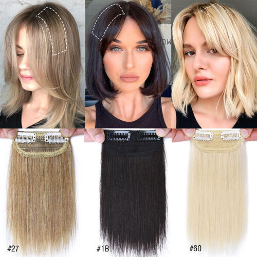 Mini Short Hair Pad Clip In Remy Human Hair Extensions Invisible Side Patch Root - Picture 9 of 25