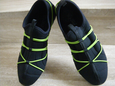Sneakers schwarz elastisch grün neon Schnüre Pep Step Größe 41