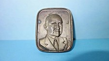 VTG 1940' CHAIM WEIZMANN BRONZE PLAQUE BY PAL - BELL ISRAEL LUXURY TAX LABEL   