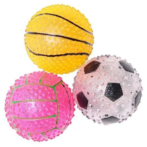 Dog Squeaky Ball Toys, 2.5 Inch Spike Soccer Basketball Volleyball 3 Pack, - 第 1/7 張圖片
