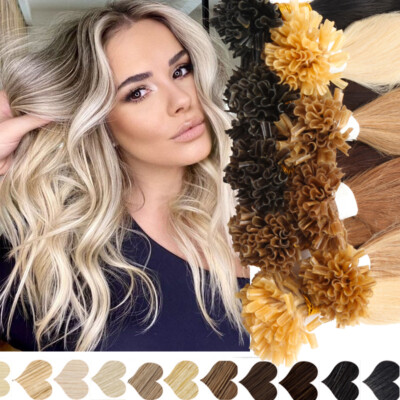 Russian U-Tip Nail Remy Human Hair Extensions Pre Bonded Fusion Keratin 1G/THICK
