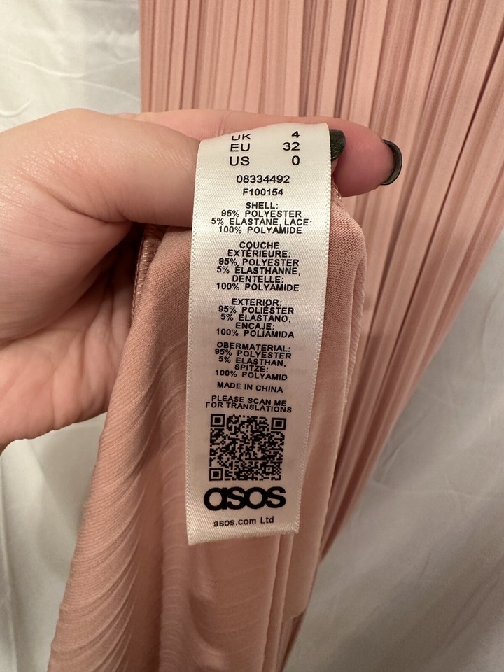 ASOS Pleated Pink Dusty Rose V Neck Sleeveless Double Slit Maxi Dress