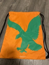 AMERICAN EAGLE NEON GREEN AND ORANGE DRAWSTRING BAG SACK PACK BACKPACK