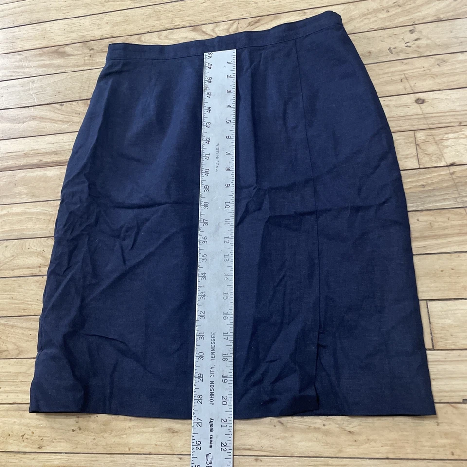 NORTON MCNAUGHTON Linen Skirt Suit Women 8 Navy Blue Vtg 90s Y2k Career Money 8 - Image 4 of 4