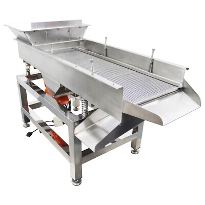 110V Stainless Steel Linear Vibrating Screen 5mm Round Hole Screen Dual Motor