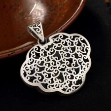 Retro Lotus Wishful Long Necklace Pendant Charm Lady Brand Silver Jewelry