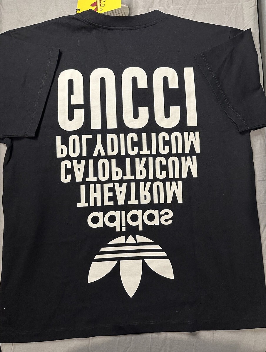 Gucci x Adidas Oversized Black Cotton Jersey T-Shirt Men's Gucci x Adidas Oversized Black Cotton Jersey T-Shirt Men's
