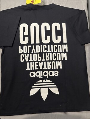 【SALE!】GUCCI×ADIDAS ロゴ Tシャツ 黒 コットン100% Gucci x Adidas Oversized Black Cotton Jersey T-Shirt Men's