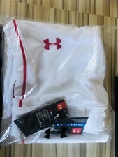 Under Armour Boys Piped Bottom Clean Up Pants Youth XL White/Red Relaxed NWT