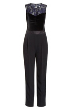 NWT Rebecca Taylor Velvet  Organza Floral Jumpsuit in Dark Violet Black 2 525