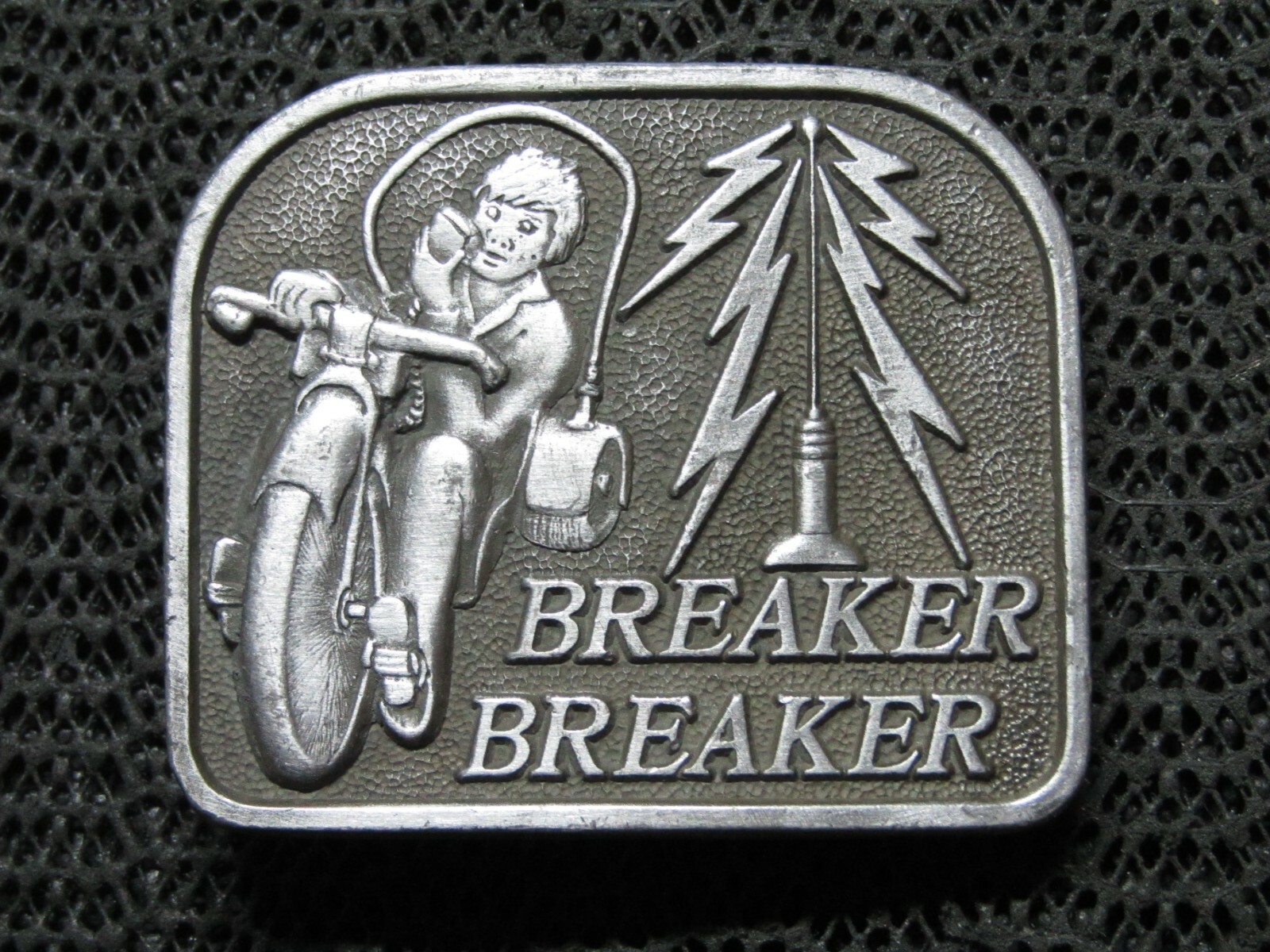 BREAKER BREAKER CB RADIO MOTORCYCLE TOWER BELT BUCKLE… Gem