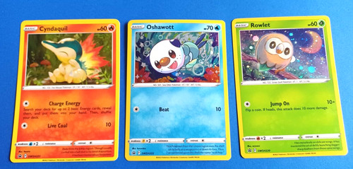 POKEMON ROWLET OSHAWOTT CYNDAQUIL SWSH220 SWSH221 SWSH2222 BLACK STAR PROMOS SET