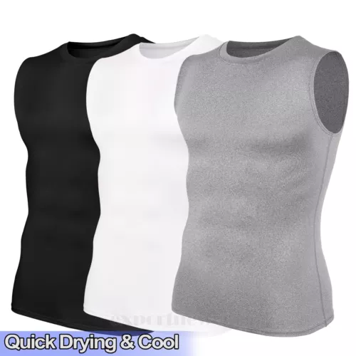 Mens Gym Muscle Singlets Workout Tank Top Bodybuilding Sleeveless Tee - Picture 1 of 30