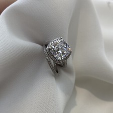 2x 925 Sterling Silver Wedding Engagement Ring Set 5 Ct Created Diamond