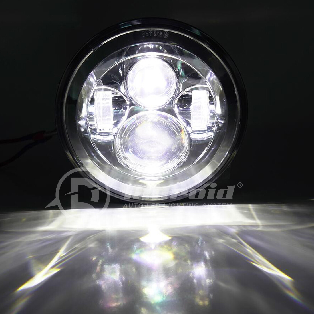 7" Inch LED Headlight Projector High/Low Chrome For Harley-Davidson Street Glide