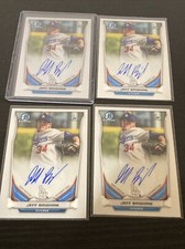 (4) 2014 bowman chrome draft Jeff Brigham lot of 4 autographed rookie cards hot!