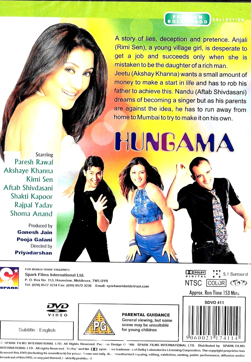 HUNGAMA AKSHAYE KHANNA KIMI SEN NEW BOLLYWOOD DVD ENGLISH SUBTITLES