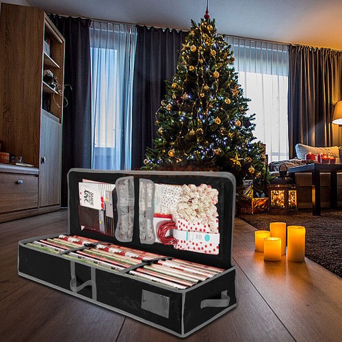 Hot Christmas Xmas Wrapping Paper Storage Bag Tidy Gift Wrap Organizer Decor AU - Picture 3 of 27