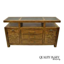 Schnadig Home Collections River Run Oak Sideboard Buffet Credenza w/ Granite Top