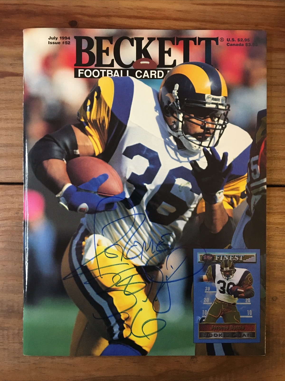 Jerome Bettis Autographed Signed Los Angeles Rams Beckett Football Magazine July 1994 - Mint COA 