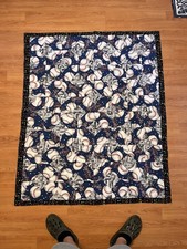 Handmade Baseball Themed Quilt Child Baby Blanket Polka Dot Black Blue White 2