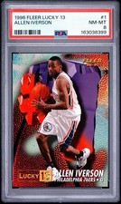 1996-97 Fleer Lucky 13 Allen Iverson No.1 Rookie Card PSA 8 NM-MT Philadelphia. rookie card picture