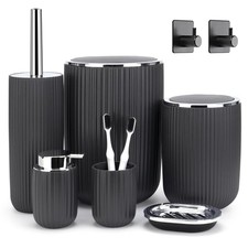 Bathroom Accessories Set Complete: 8pc Bathroom Accessory Set with Trash Can ...