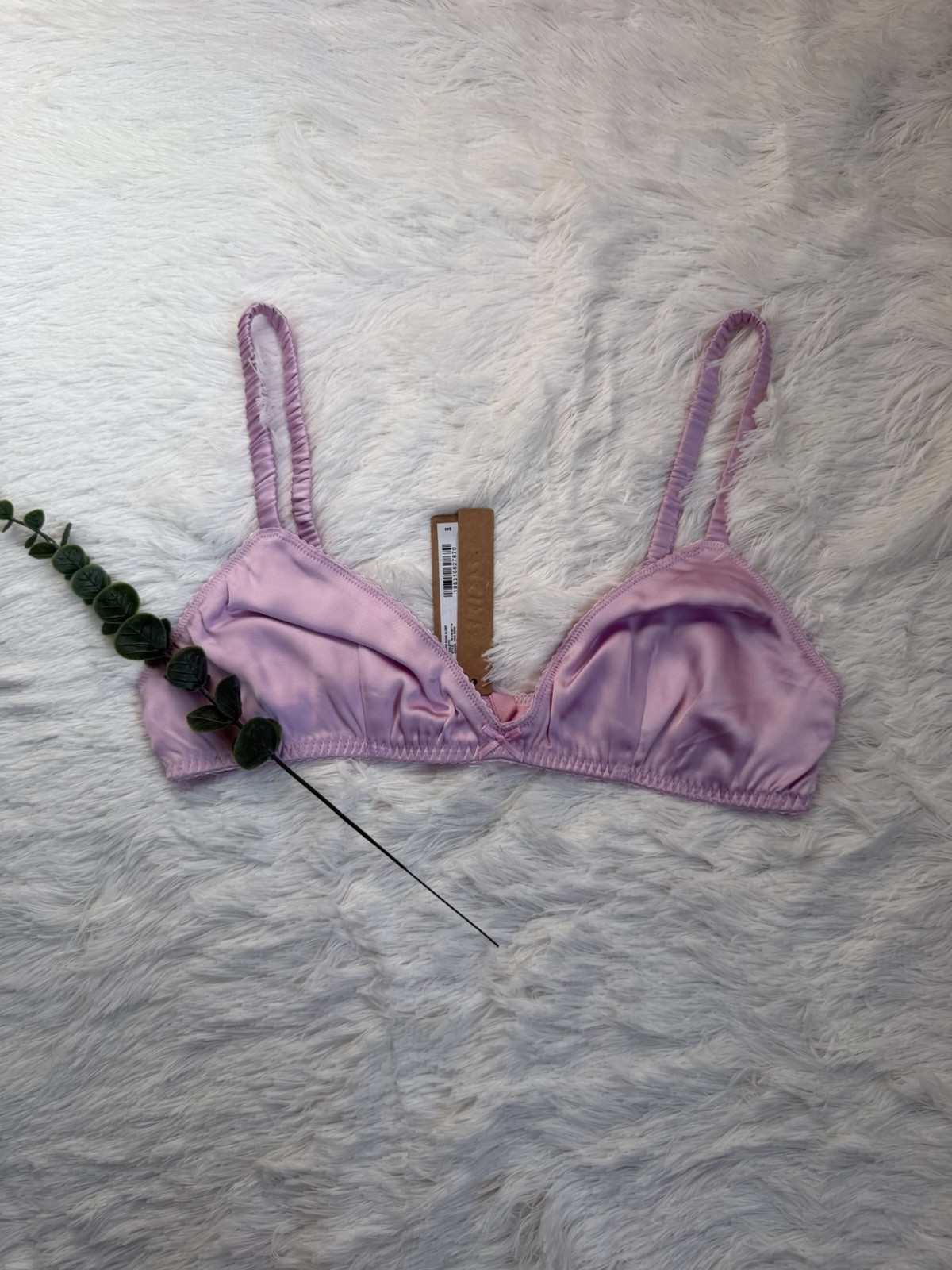 Skims Woven Shine Sleep Bralette Lightweight Wireless Pink Rose Size S