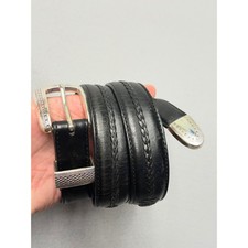 VTG 1998 Brighton By Onyx Black Leather Western Belt size 34 Silver