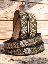 Western Belt Handmade Strap Women Full Grain Leather No Buckle Cowboy Rodeo Belt