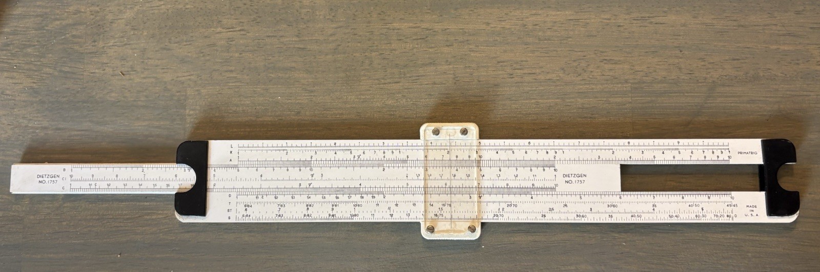 Sliding Ruler Math Vintage DIETZGEN 1757 PRIMATRIG Duplex Slide Rule Engineering Math Tool ...