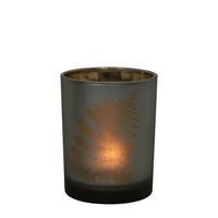INNA-Glas Teelichthalter Raimundo, Grau-Matt-Gold-GläNzend, 10Cm, Ø8Cm