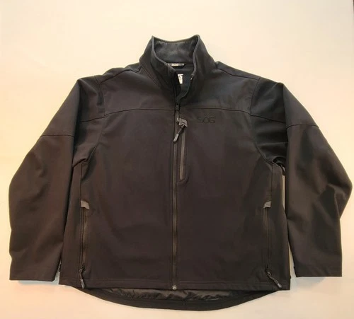 SOG Black Softshell Jacket Men's XL Zip Stand-Up Collar Lined Logo Casual video thumbnail