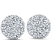 3/8 Ct Diamond Pave Studs Womens Earrings 14k White Gold 8mm
