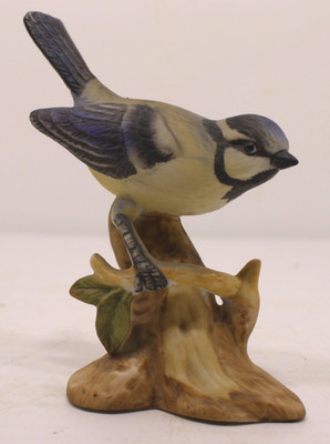 Vintage Porzellan Blaumeise Figur, Herstellermarke B im Kranz