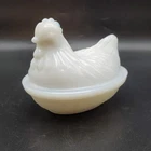 Vintage Hazel Atlas Milk Glass Hen on Nest, 1950s Covered candy dish 38