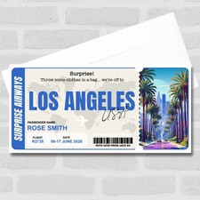 Los Angeles Boarding Pass Personalised Gift Voucher Surprise Trip Holiday Ticket