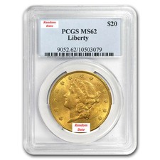 Gold $20 Liberty Double Eagle NGC/PCGS Graded Coin (MS62)