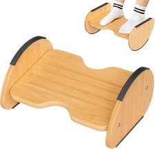 Bamboo Foot Rest for Under Desk at Work, 2-in-1 Reversible Rocking Footrest A...