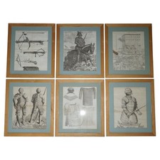 SIX 1781 DATED FRENCH MILITARY PRINTS JOAN OF ARC CHEVALIER AUX LIONS ARMOUR