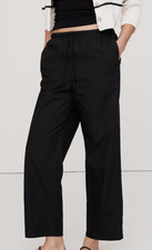 NWT   Banana Republic RT 100 Black Cotton Poplin Relaxed Pull-On Pant M Petite