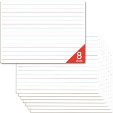 8 Sheets Dry Erase Lined Whiteboard, Double Sided Ruled Writing Board  Handw...