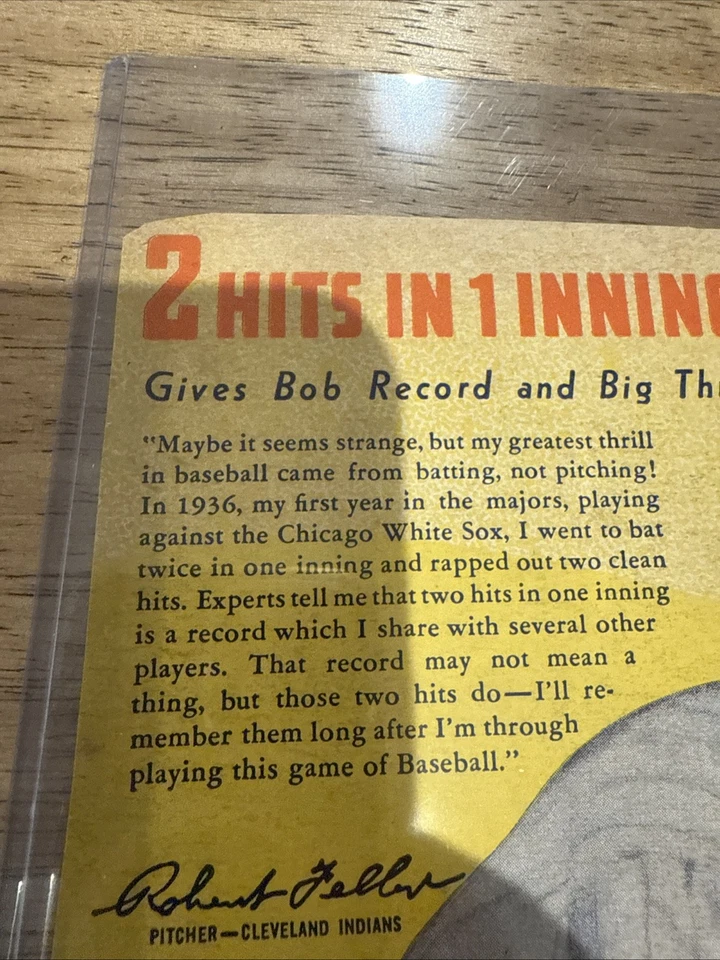 BOB FELLER HOF WHEATIES CORTADO A MANO 1938 CAJA DE CEREALES PANEL DE COLECCIÓN 6”x8 1/4” Foto 4 de 4